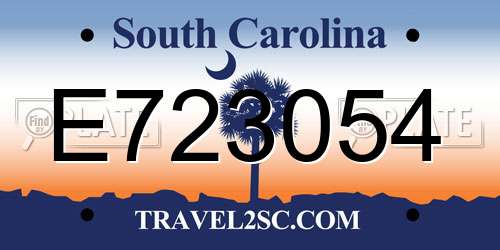 E723054 South Carolina License Plate