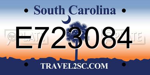 E723084 South Carolina License Plate