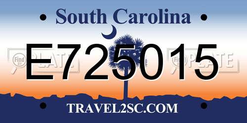 E725015 South Carolina License Plate