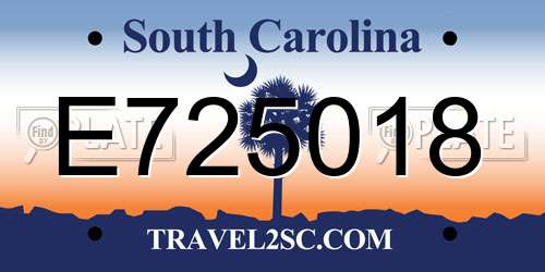 E725018 South Carolina License Plate