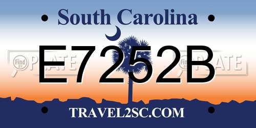 E7252B South Carolina License Plate