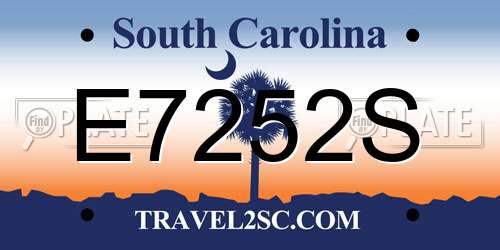 E7252S South Carolina License Plate