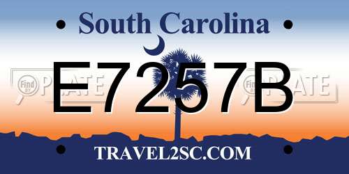 E7257B South Carolina License Plate