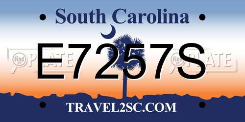 E7257S South Carolina License Plate