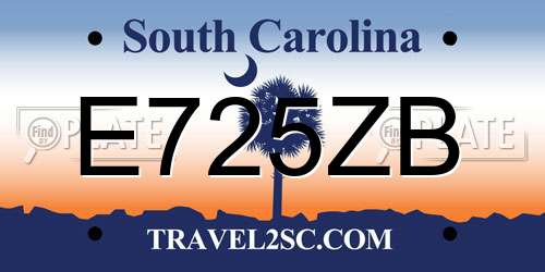 E725ZB South Carolina License Plate