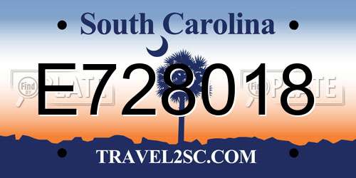 E728018 South Carolina License Plate