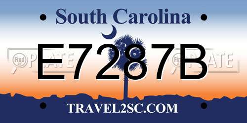 E7287B South Carolina License Plate
