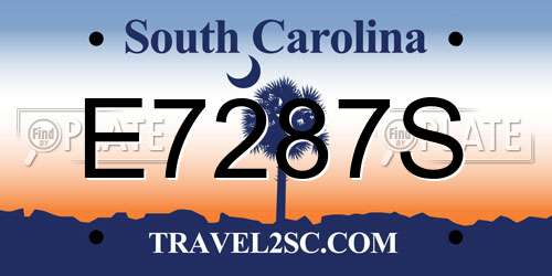 E7287S South Carolina License Plate