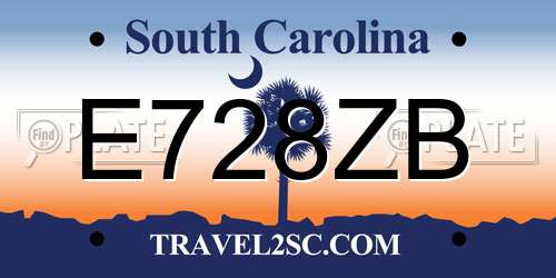 E728ZB South Carolina License Plate
