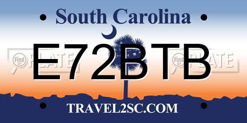 E72BTB South Carolina License Plate