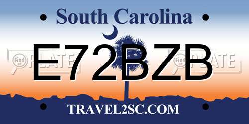E72BZB South Carolina License Plate