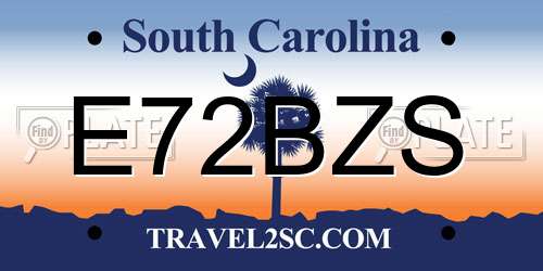 E72BZS South Carolina License Plate