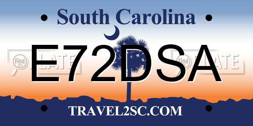 E72DSA South Carolina License Plate