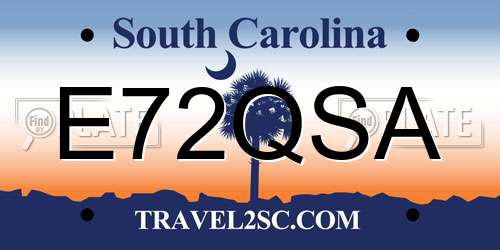 E72QSA South Carolina License Plate