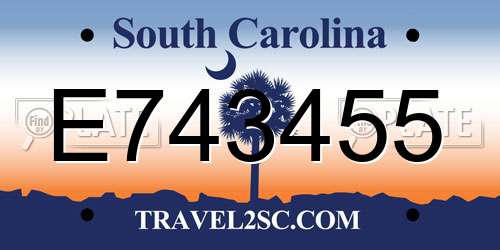 E743455 South Carolina License Plate
