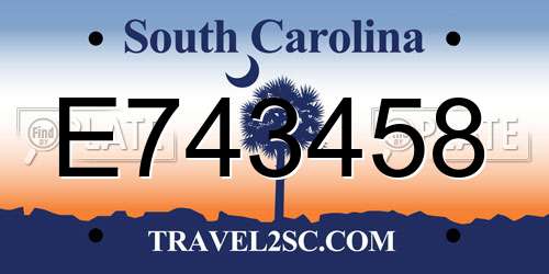 E743458 South Carolina License Plate