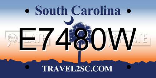 E7480W South Carolina License Plate