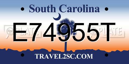 E74955T South Carolina License Plate