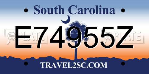 E74955Z South Carolina License Plate