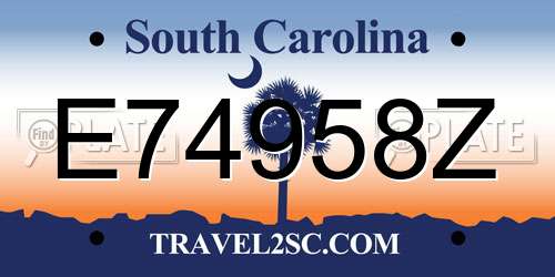 E74958Z South Carolina License Plate