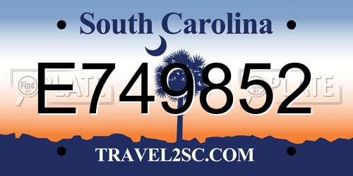E749852 South Carolina License Plate