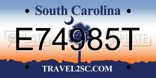 E74985T South Carolina License Plate