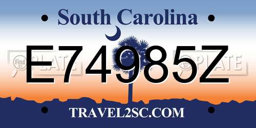 E74985Z South Carolina License Plate