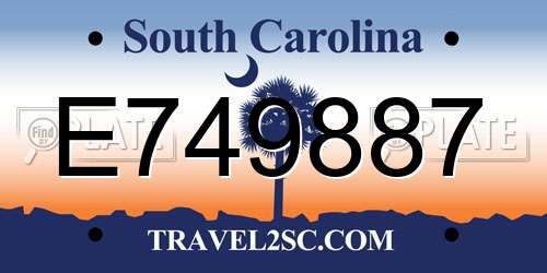 E749887 South Carolina License Plate