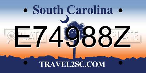 E74988Z South Carolina License Plate
