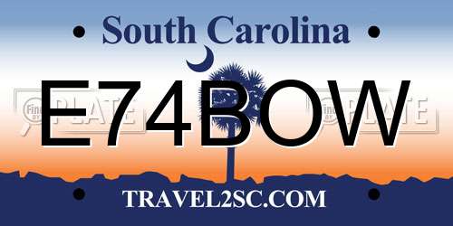 E74BOW South Carolina License Plate