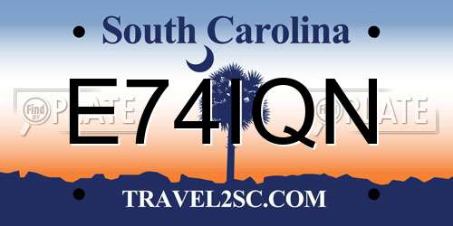 E74IQN South Carolina License Plate