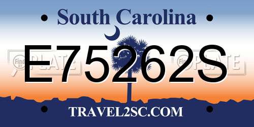 E75262S South Carolina License Plate