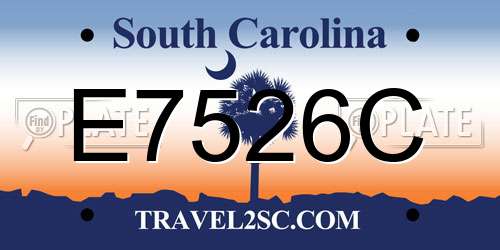 E7526C South Carolina License Plate