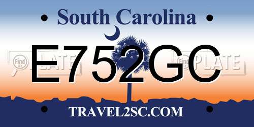 E752GC South Carolina License Plate