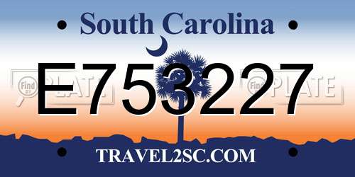 E753227 South Carolina License Plate