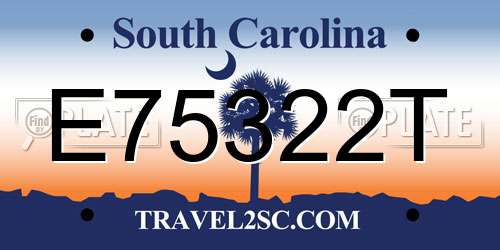 E75322T South Carolina License Plate