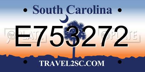 E753272 South Carolina License Plate