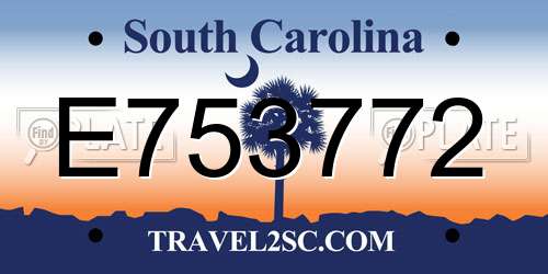 E753772 South Carolina License Plate