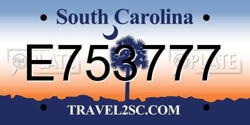 E753777 South Carolina License Plate