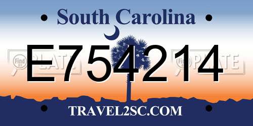 E754214 South Carolina License Plate