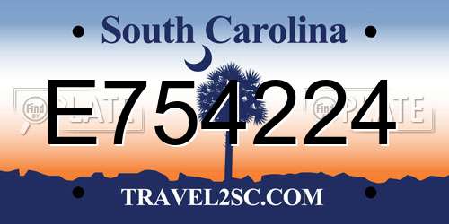 E754224 South Carolina License Plate