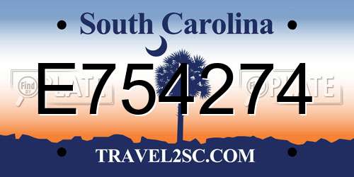 E754274 South Carolina License Plate