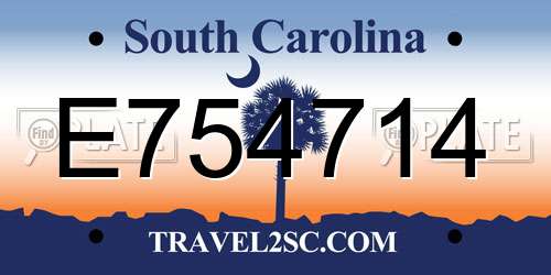 E754714 South Carolina License Plate