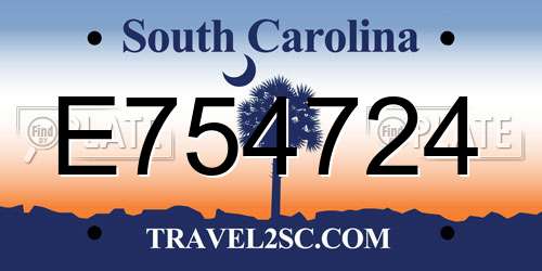E754724 South Carolina License Plate
