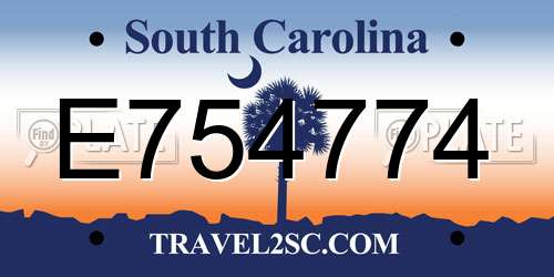 E754774 South Carolina License Plate