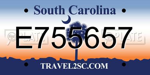 E755657 South Carolina License Plate