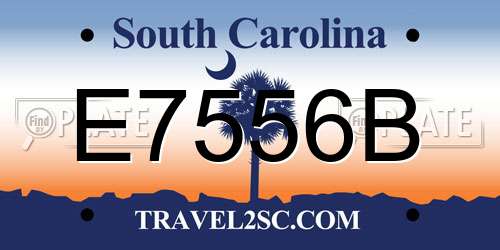 E7556B South Carolina License Plate