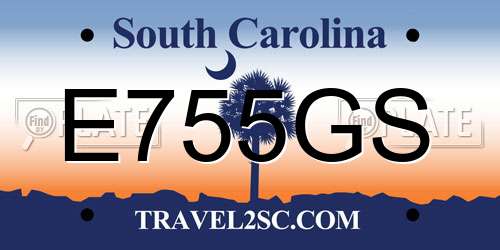 E755GS South Carolina License Plate