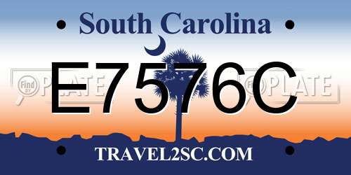 E7576C South Carolina License Plate