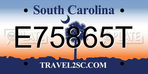 E75865T South Carolina License Plate